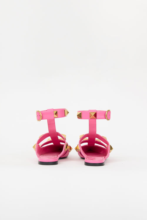 Valentino Leather Roman Stud Flat