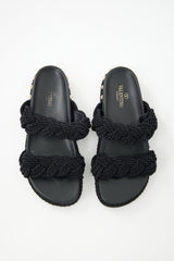 Valentino Rope Rockstud Trimmed Slide