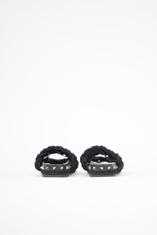 Valentino Rope Rockstud Trimmed Slide
