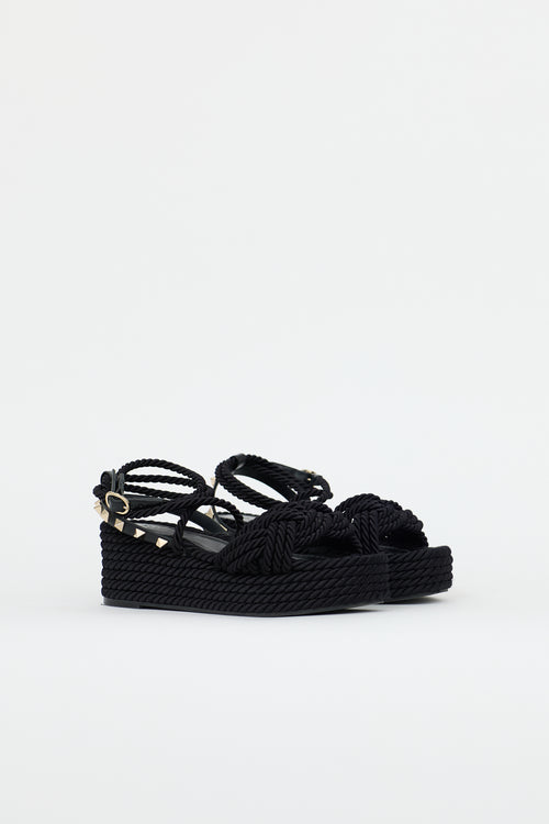 Valentino Rope & Rockstud Platform Sandal