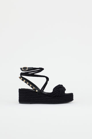 Valentino Rope & Rockstud Platform Sandal