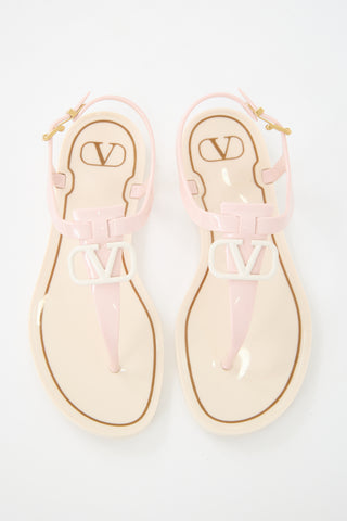 Valentino PVC Vlogo T-Strap Sandal