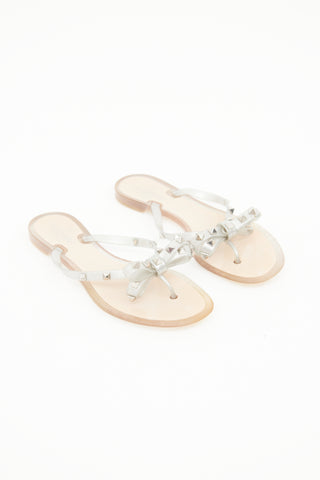 Valentino Silver Rockstud Bow Jelly Sandals