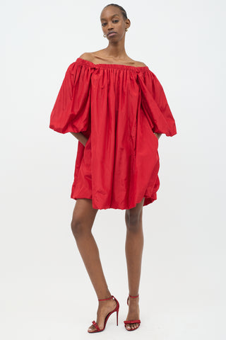 Valentino Silk Puff Sleeve Balloon Dress