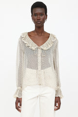 Valentino Silk Sheer Polka Dot Top