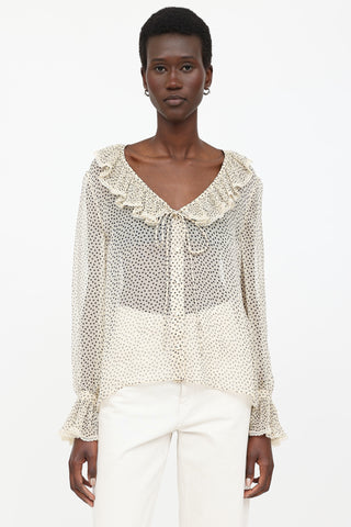 Valentino Silk Sheer Polka Dot Top