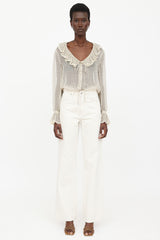 Valentino Silk Sheer Polka Dot Top