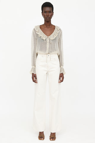 Valentino Silk Sheer Polka Dot Top