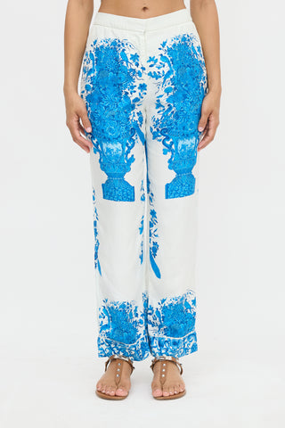 Valentino Silk Floral Straight Leg Pant