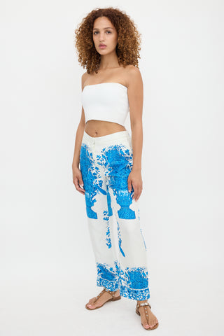 Valentino Silk Floral Straight Leg Pant