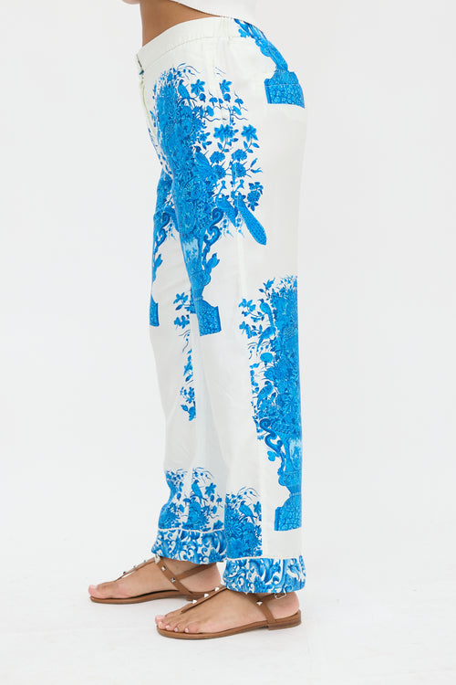 Valentino Silk Floral Straight Leg Pant
