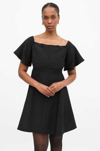 Valentino Silk & Wool Off Shoulder Dress