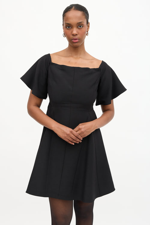 Valentino Silk & Wool Off Shoulder Dress