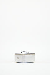 Valentino Silver Metallic Leather VLogo Signature Wash Bag