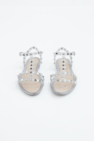 Valentino Silver Rockstud Jelly Sandals