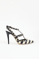 Valentino Striped Rockstud Cage Pump