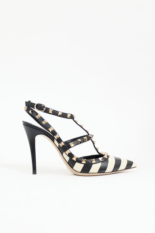 Valentino Striped Rockstud Cage Pump
