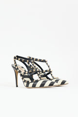 Valentino Striped Rockstud Cage Pump