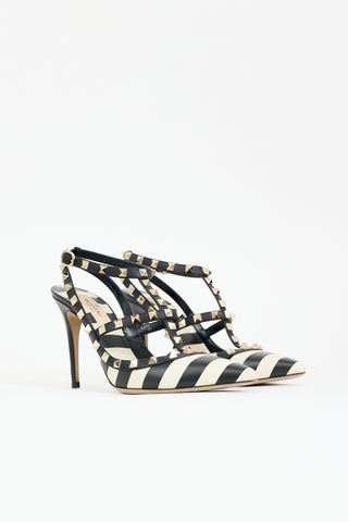 Valentino Striped Rockstud Cage Pump