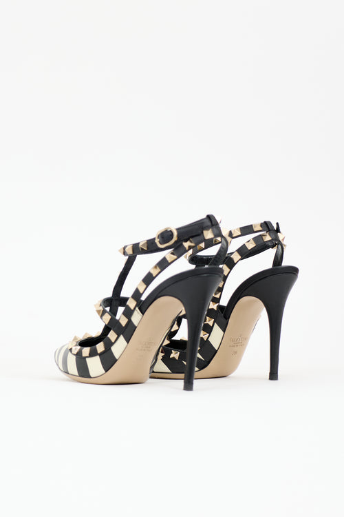 Valentino Striped Rockstud Cage Pump