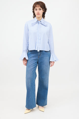 Valentino Striped Cropped Shirt