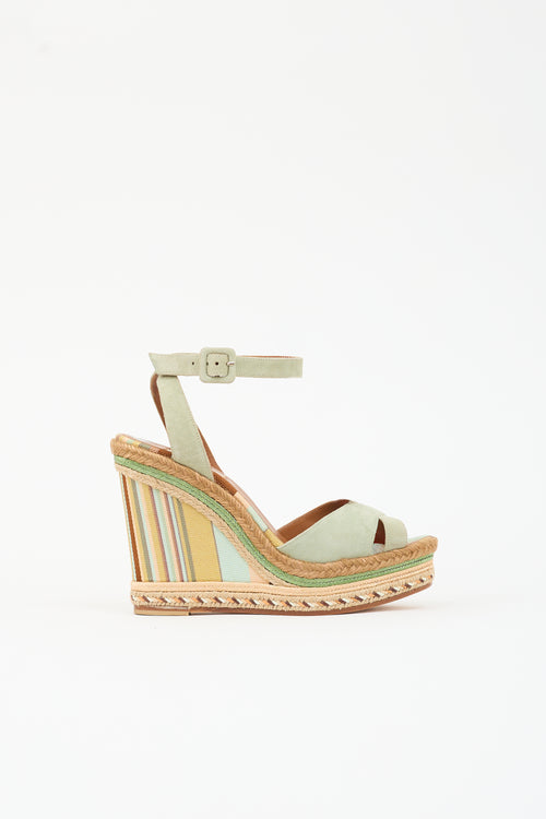 Valentino Suede Espadrille Wedge Sandal