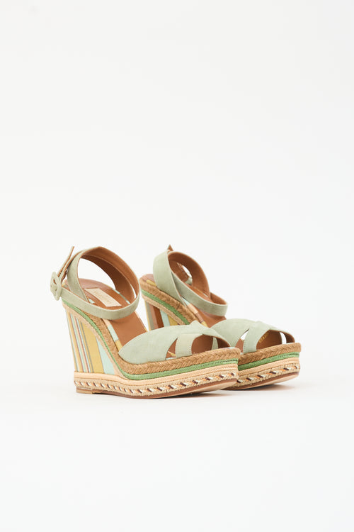 Valentino Suede Espadrille Wedge Sandal
