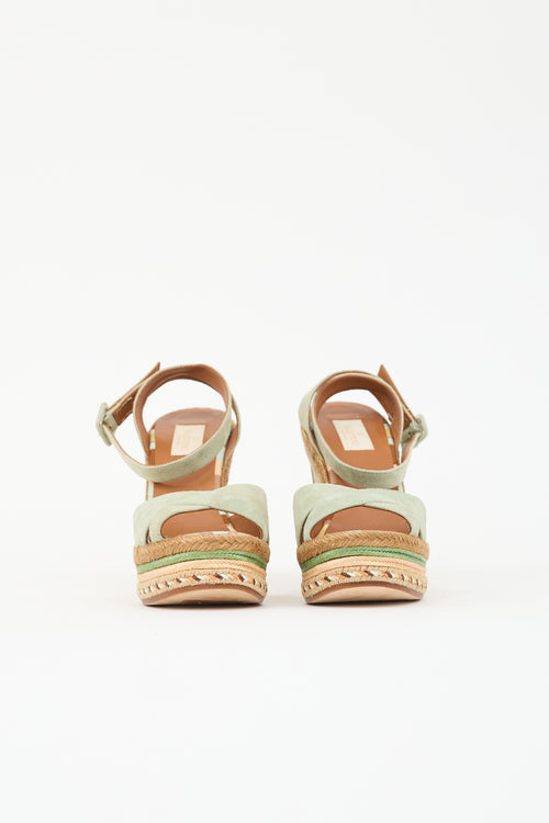 Valentino Suede Espadrille Wedge Sandal