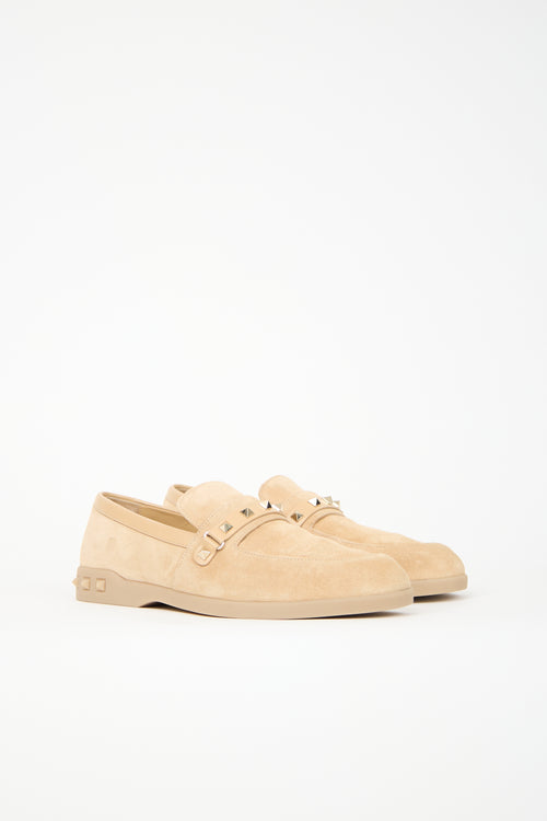Valentino Suede Leisure Flows Rockstud Loafer