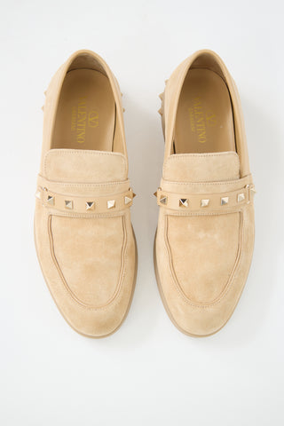 Valentino Suede Leisure Flows Rockstud Loafer