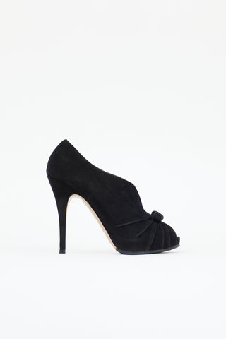 Valentino Suede Peep Toe Pump