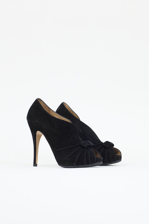Valentino Suede Peep Toe Pump