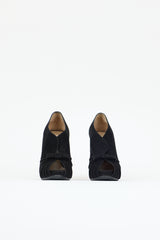 Valentino Suede Peep Toe Pump