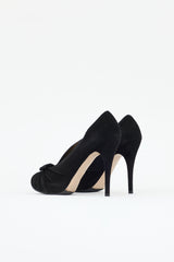 Valentino Suede Peep Toe Pump