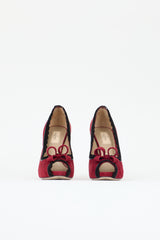 Valentino Suede Peep Toe Platform Pump