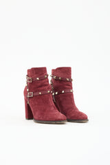 Valentino Suede Rockstud Ankle Boot