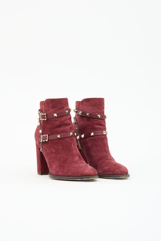 Valentino Suede Rockstud Ankle Boot