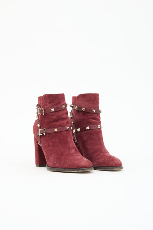 Valentino Suede Rockstud Ankle Boot