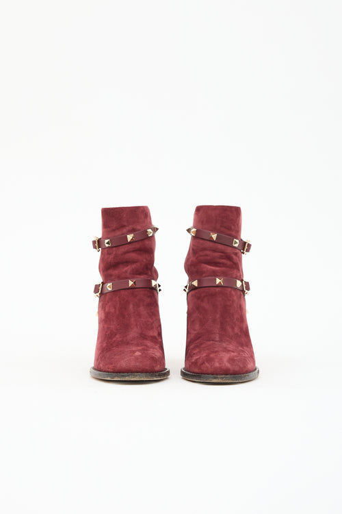 Valentino Suede Rockstud Ankle Boot
