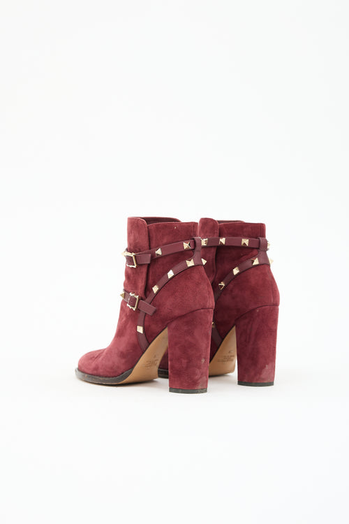 Valentino Suede Rockstud Ankle Boot