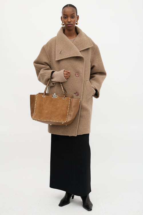 Valentino Suede & Leather Rockstud Tote Bag