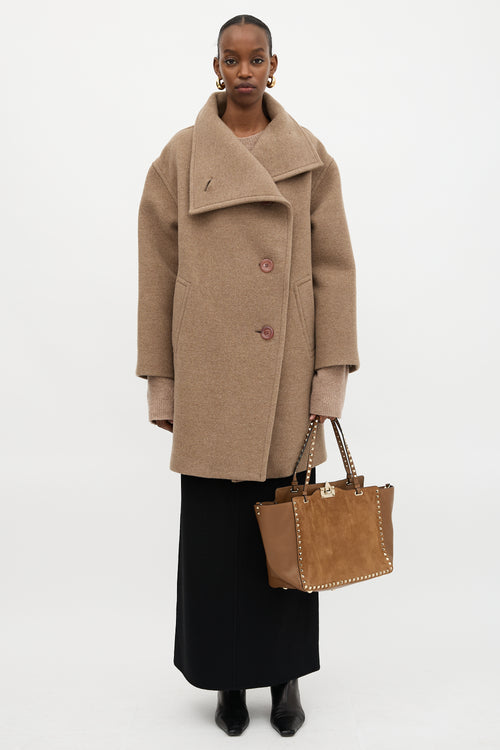 Valentino Suede & Leather Rockstud Tote Bag