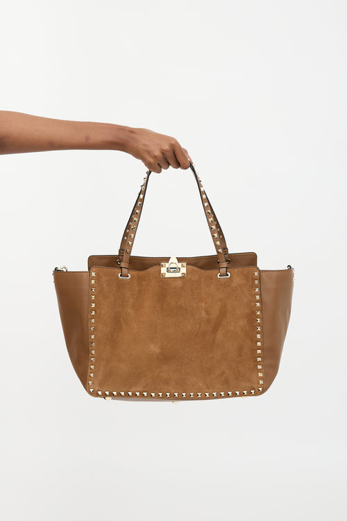 Valentino Suede & Leather Rockstud Tote Bag