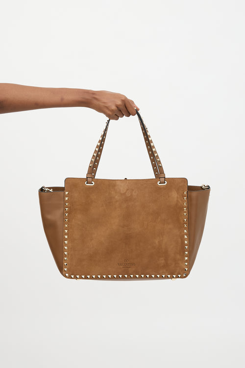 Valentino Suede & Leather Rockstud Tote Bag