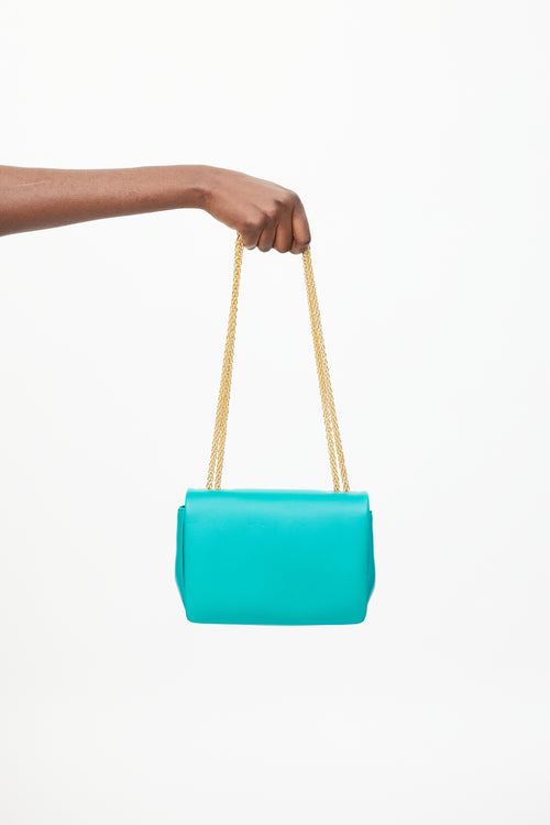 Valentino Turquoise Leather One Stud Shoulder Bag