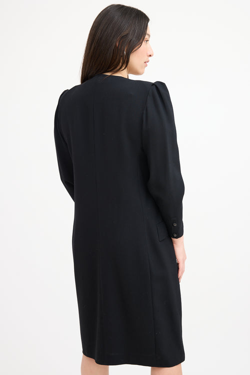 Valentino Vintage Black Satin Yoke Dress