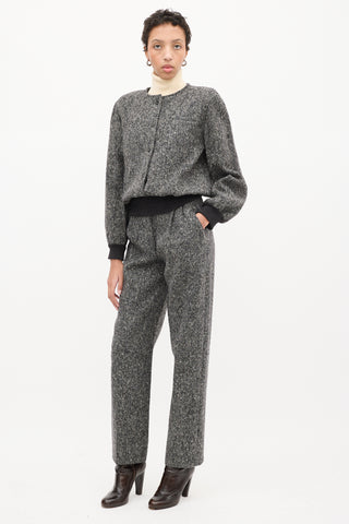 Valentino Vintage Dark Grey Melange Tweed Jacket