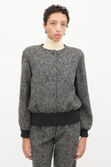 Valentino Vintage Dark Grey Melange Tweed Jacket