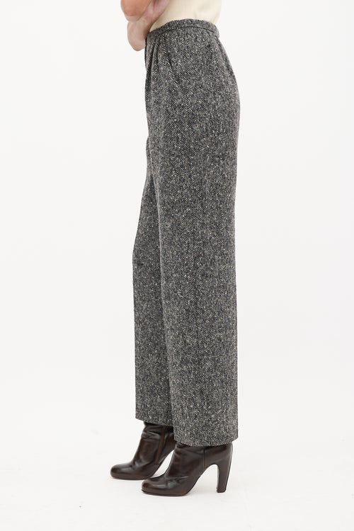 Valentino Vintage Dark Grey Melange Tweed Trouser