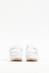 Valentino White & Beige Leather Strap Wedge Heel